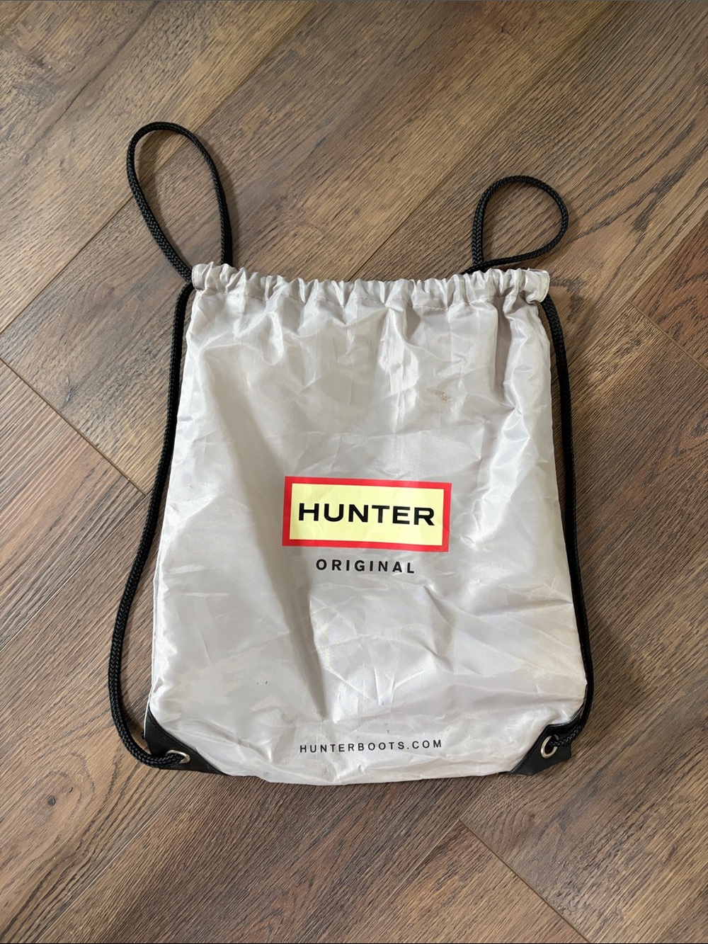 Hunter Cream Drawstring Backpack with Black Cords